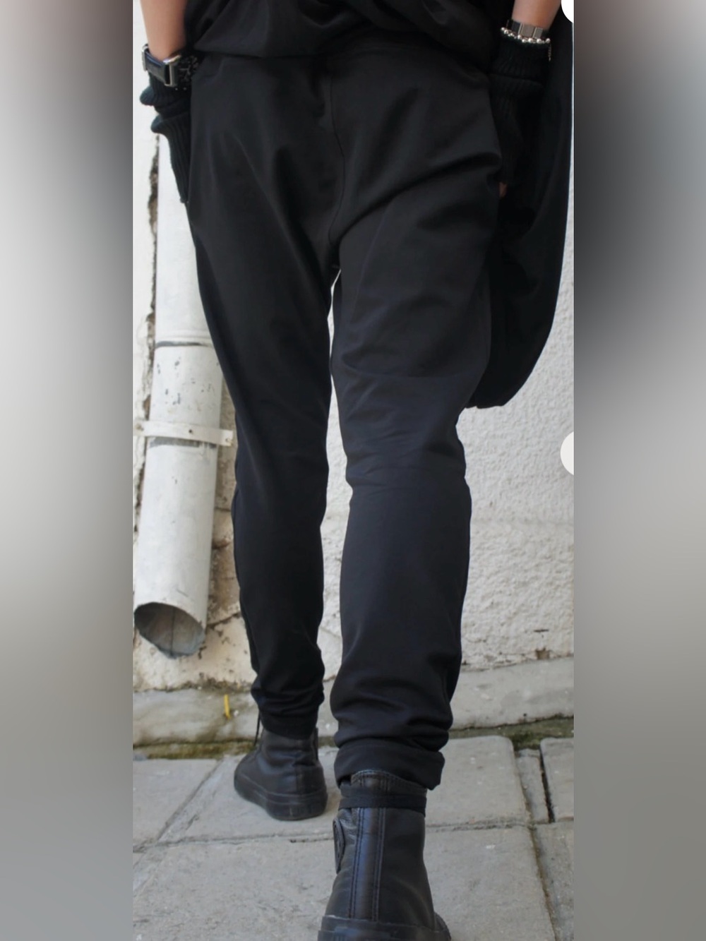 Aakasha Black Drop Crotch Drawstring Pants XS Minimalist Avant Garde - Picture 2 of 10